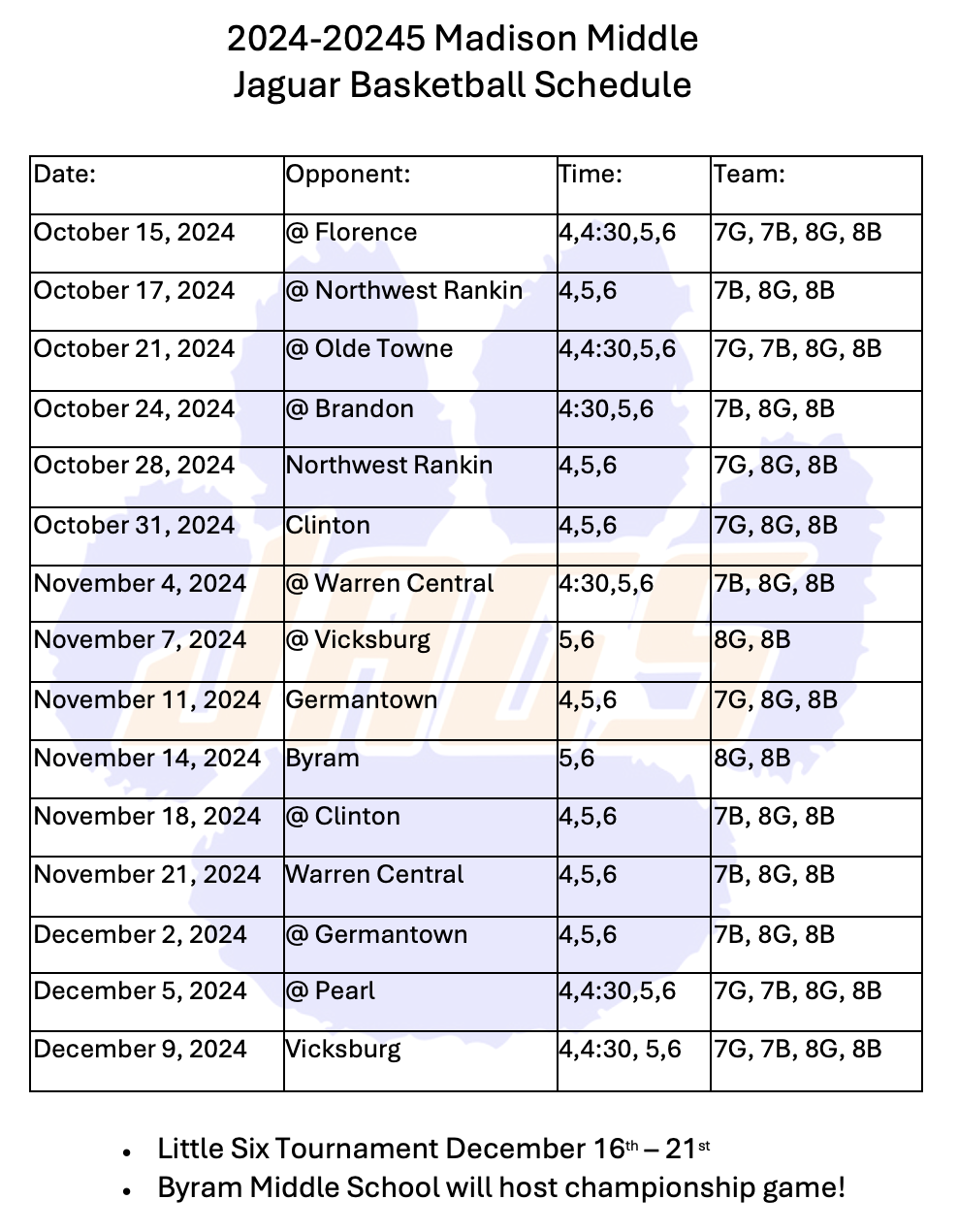 Schedule